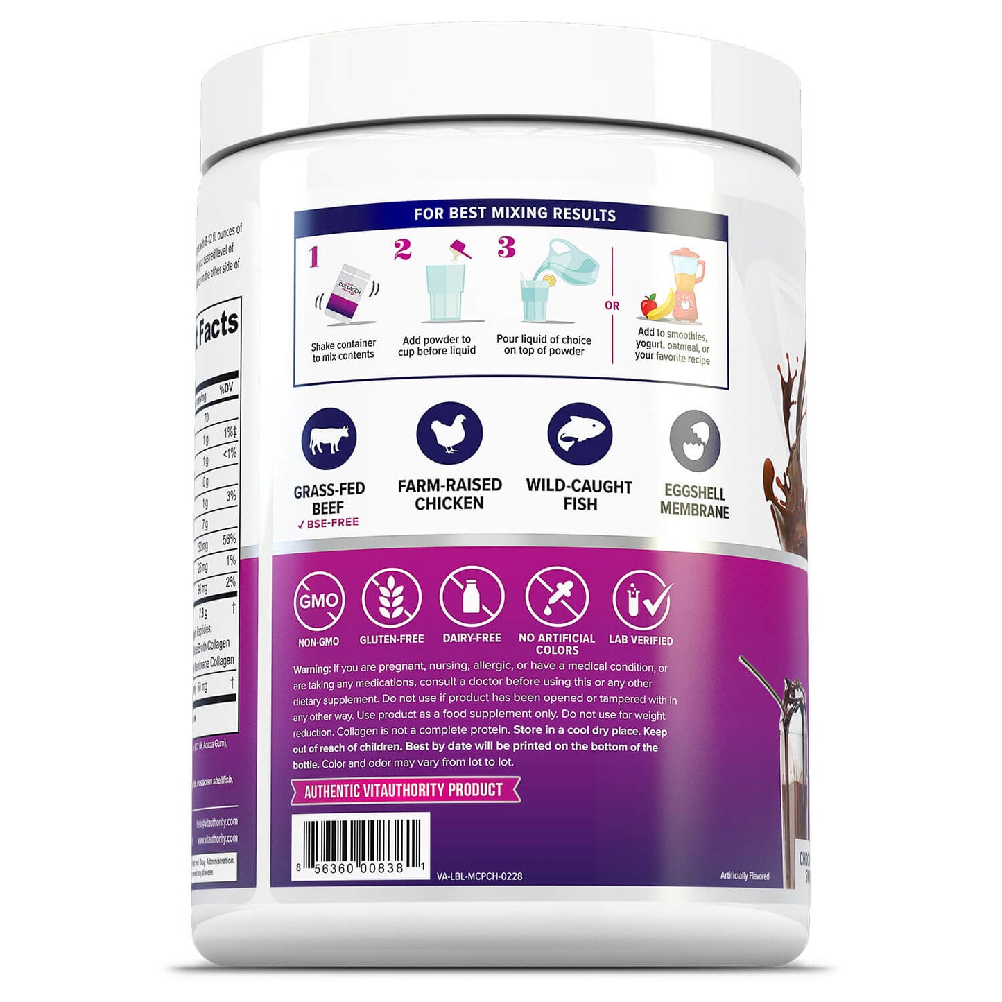 Multi Collagen Peptide Protein+ Powder - Chocolate Swirl - Vitauthority