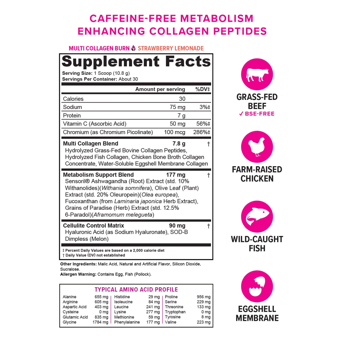 Multi Collagen Burn - Strawberry Lemonade Flavor - Vitauthority