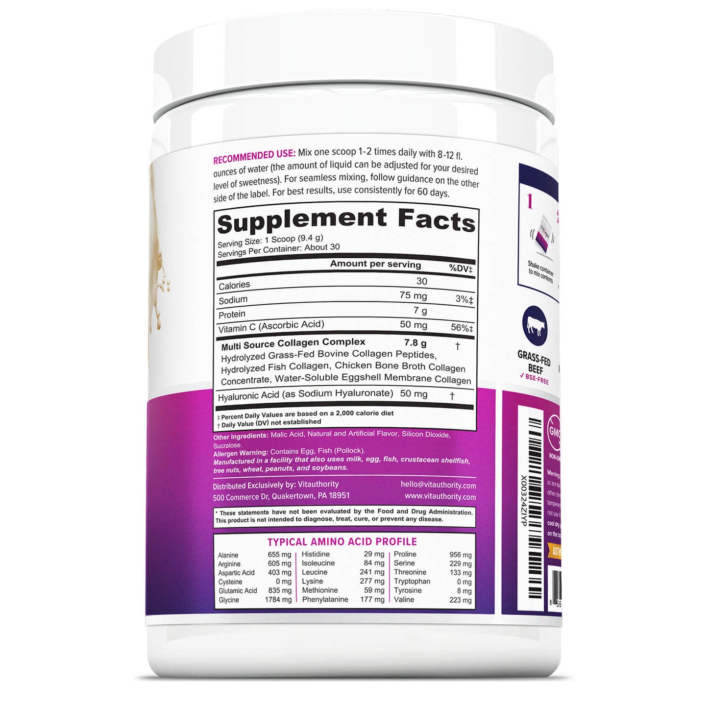 Multi Collagen Peptides - Piña Colada - Vitauthority