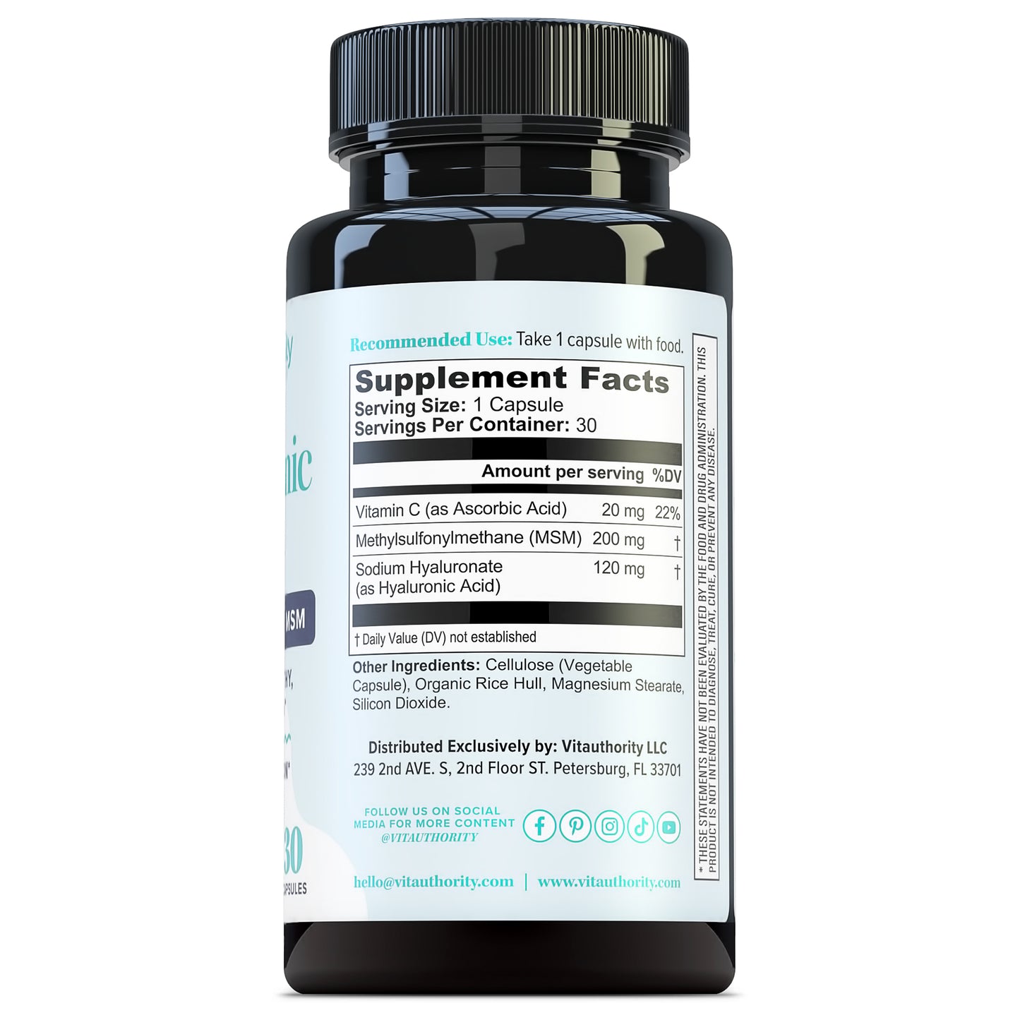 Hyaluronic Acid + MSM and Vitamin C Capsules - Vitauthority