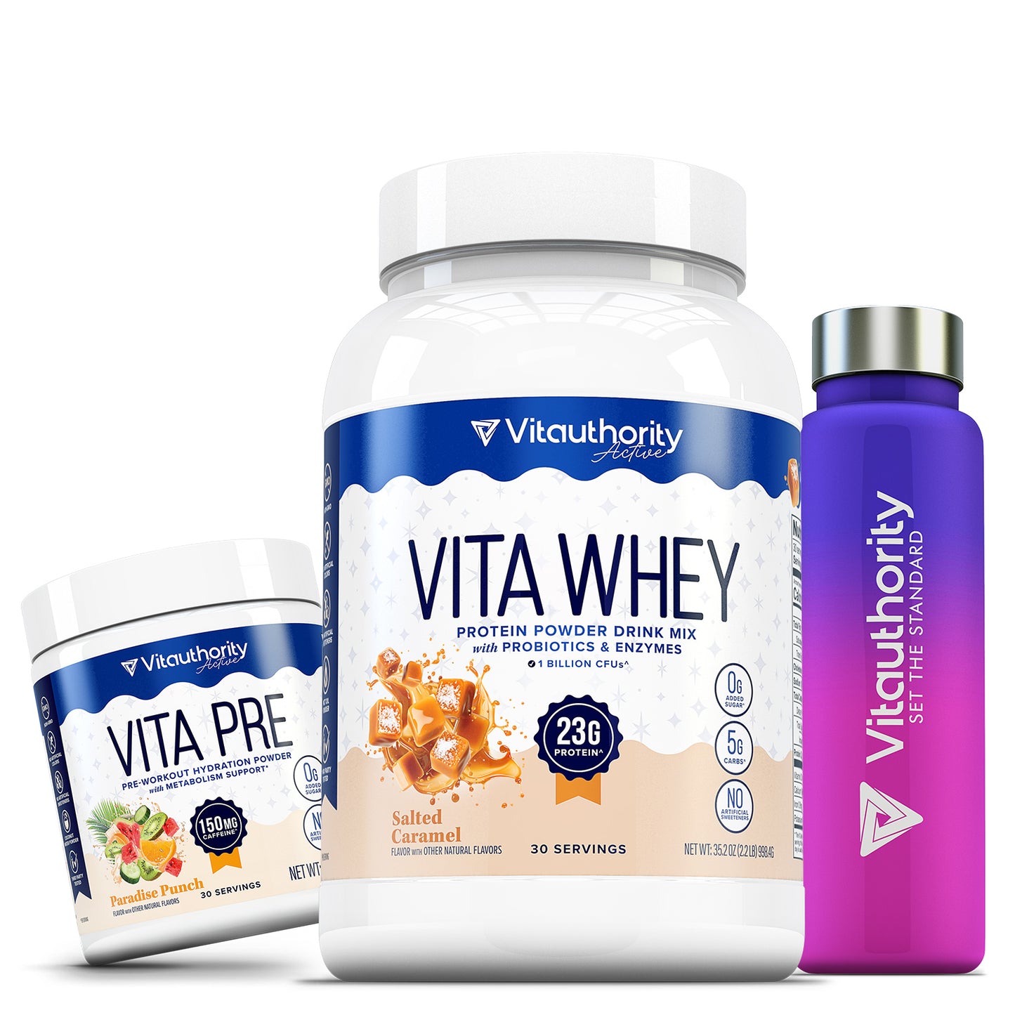 Strength and Energy Premade Bundle with Vita Whey, Vita Pre-Workout and Water Bottle