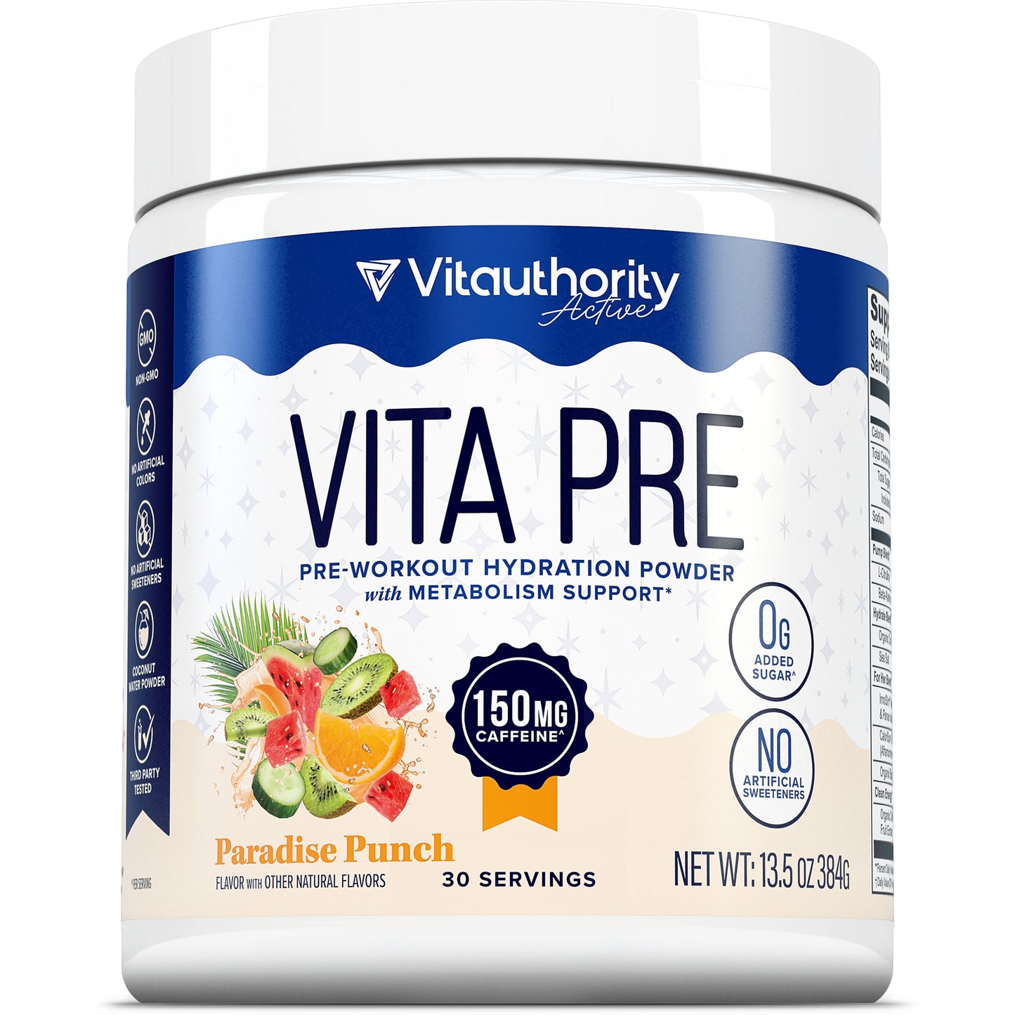 Vita Pre-Workout Paradise Punch Flavor Front Panel