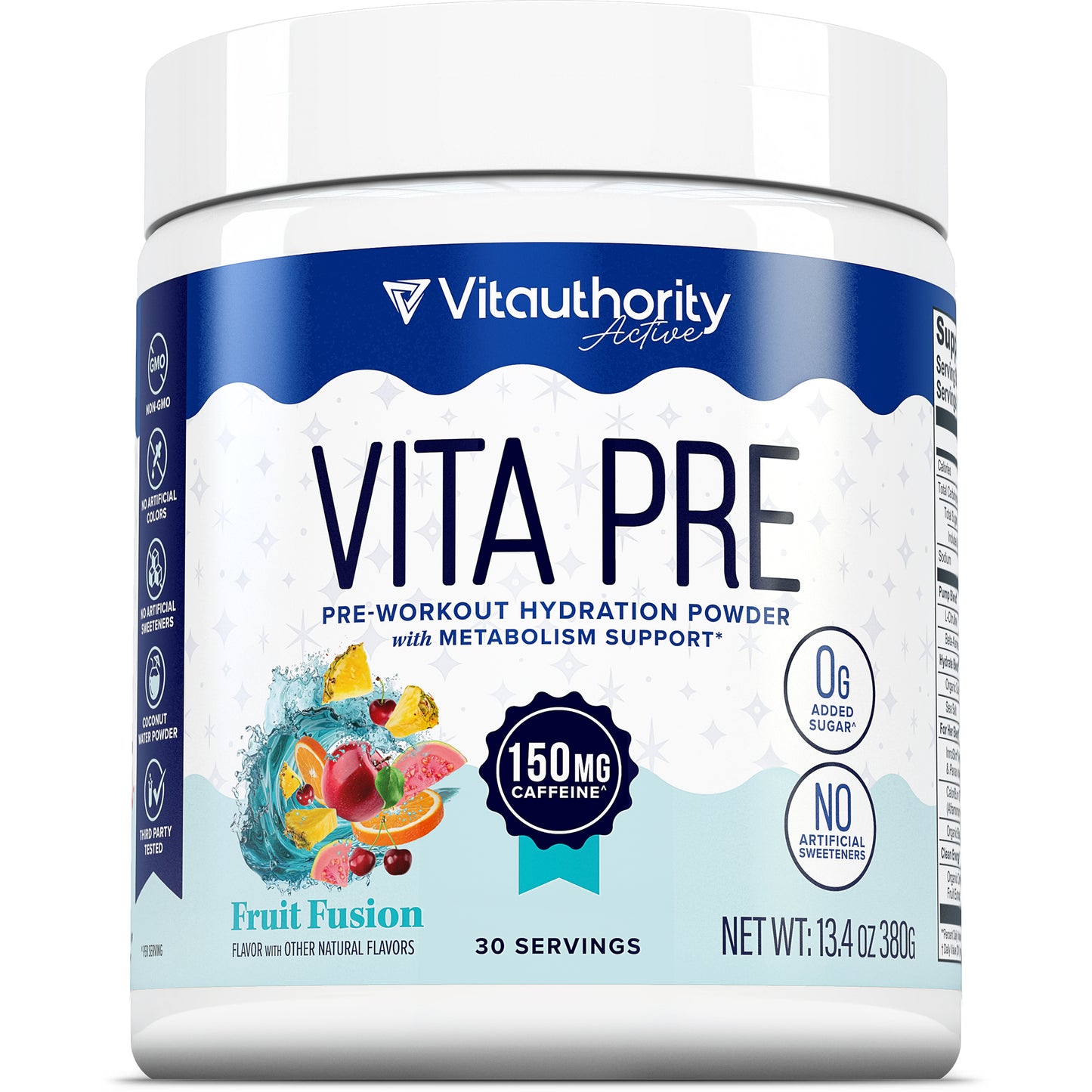 Vita Pre-Workout Fruit Fusion Flavor Front Panel