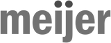 The wordmark 'meijer' appears in gray lowercase letters with two dark gray dots above the i, on a white background.